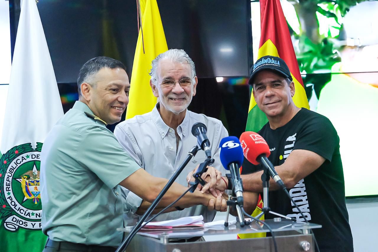Gobernador Eduardo Verano, Alex Char y el Comandante de la Policía Metropolitana